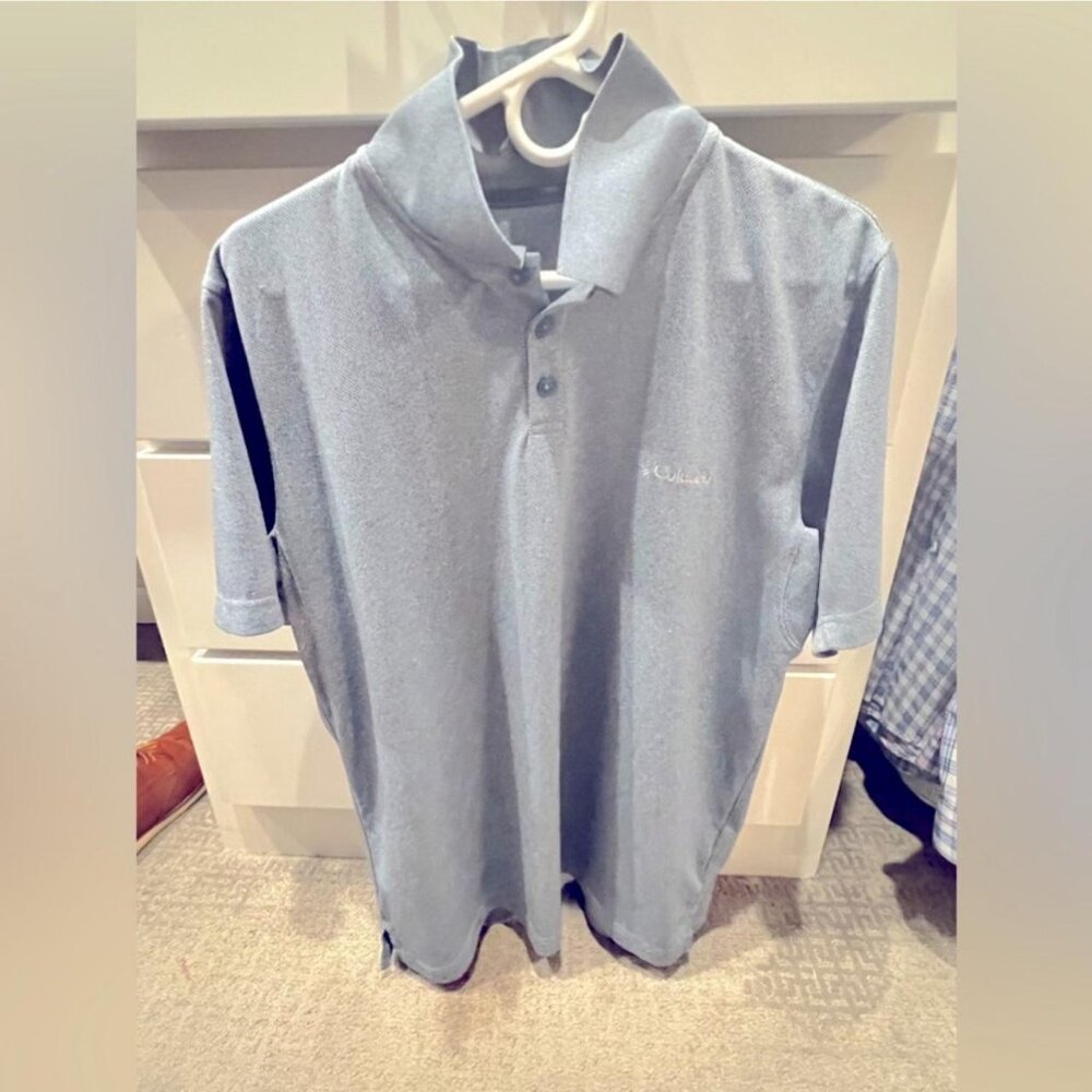 Columbia Sportswear Men's Blue and Grey Polo-shirts